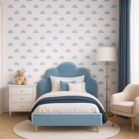 Bielo-modrá tapeta s oblakmi