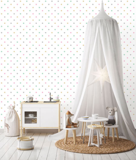 Tapeta s farebnými bodkami, bodky 2 cm