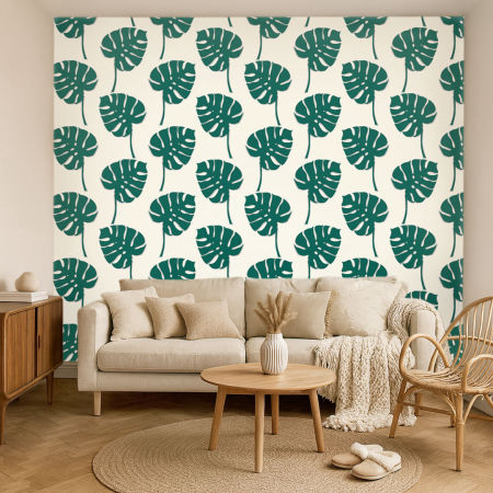 Tapeta so zelenými listami MONSTERA