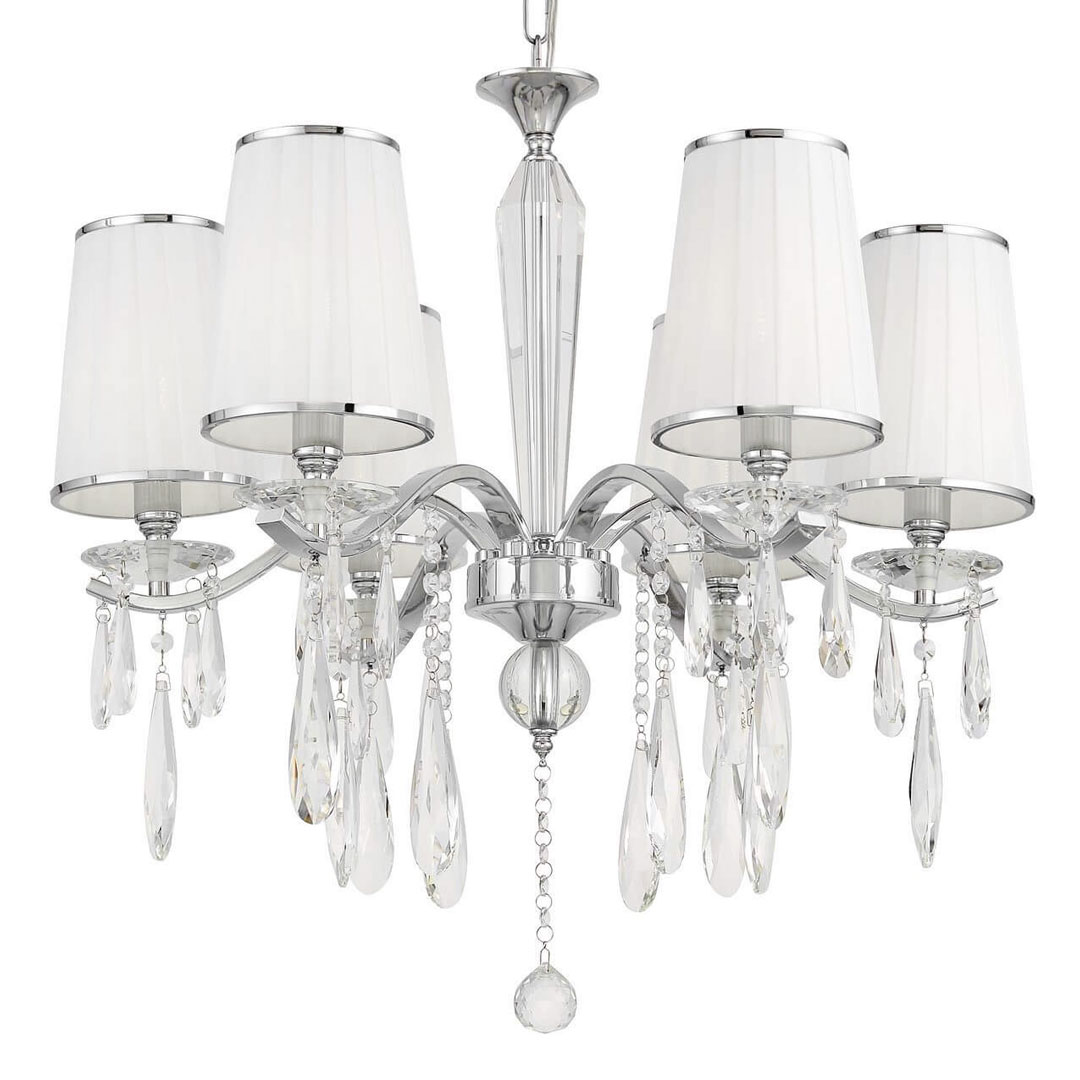 Moderný biely krištáľový luster ALESSIA W6, viacbodový, na reťazi - Lumina Deco obrázok 1