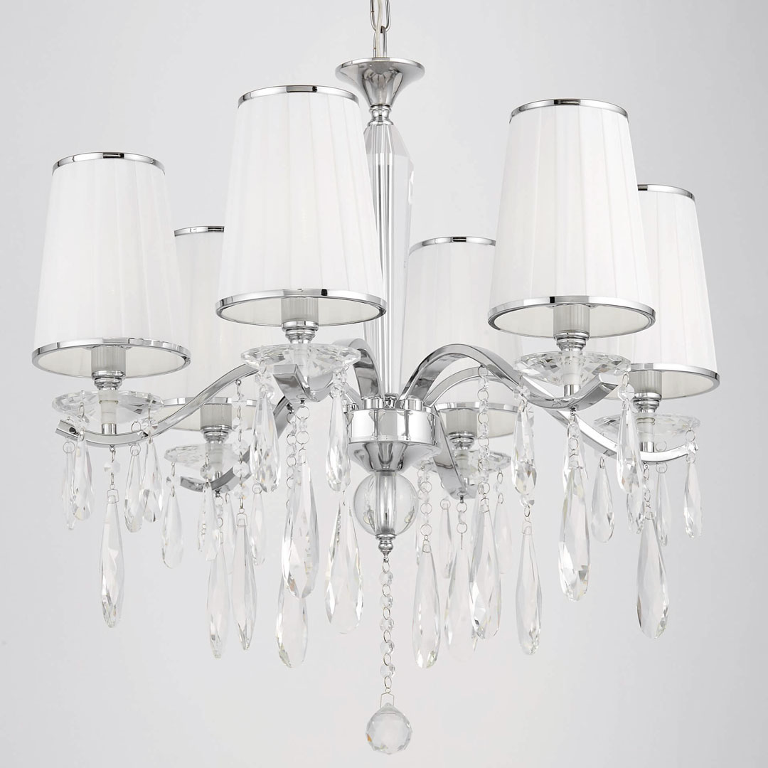 Moderný biely krištáľový luster ALESSIA W6, viacbodový, na reťazi - Lumina Deco obrázok 4