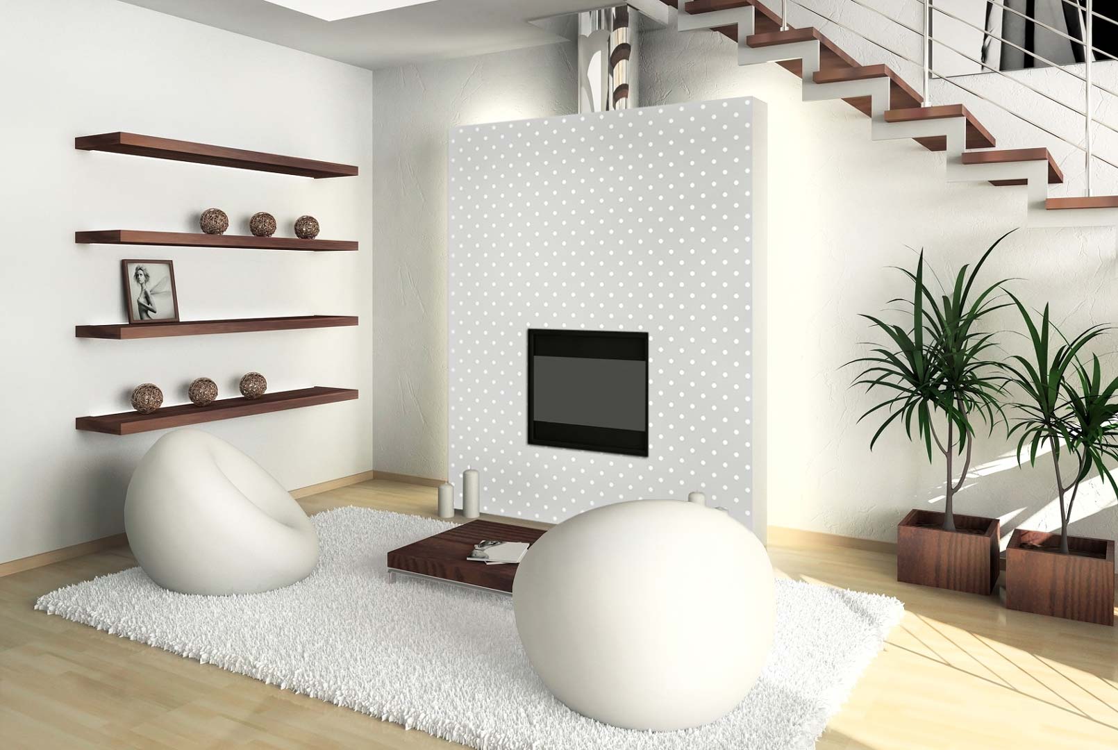 Sivá tapeta s malými bielymi bodkami, polka dot 2 cm - Dekoori obrázok 4