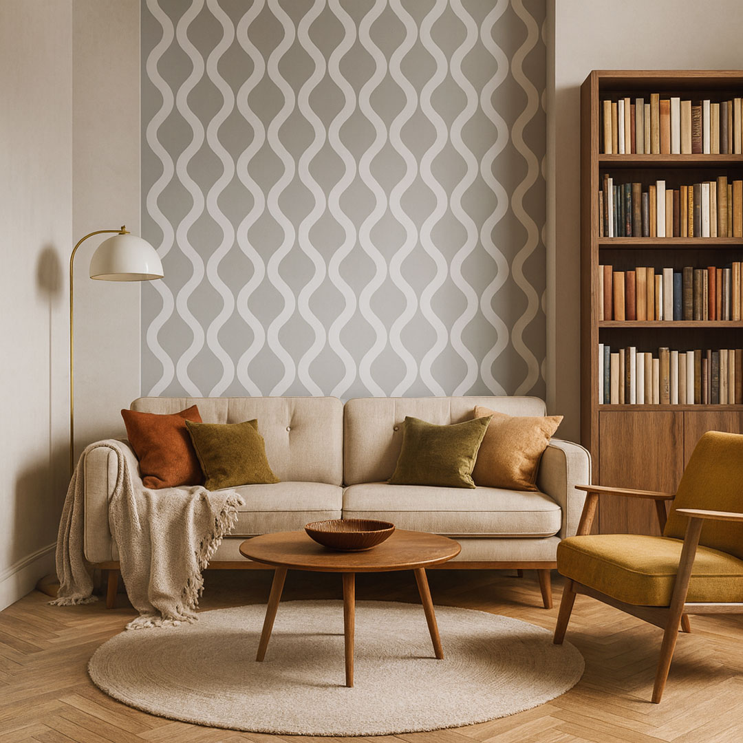 Sivo-biela tapeta so zvislým vzorom VLNY - Dekoori obrázok 2