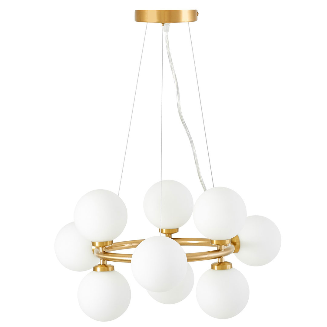 Viacbodová závesná lampa MARSIADA vo farbe mosadze, moderné biele guľové tienidlá - Lumina Deco obrázok 2