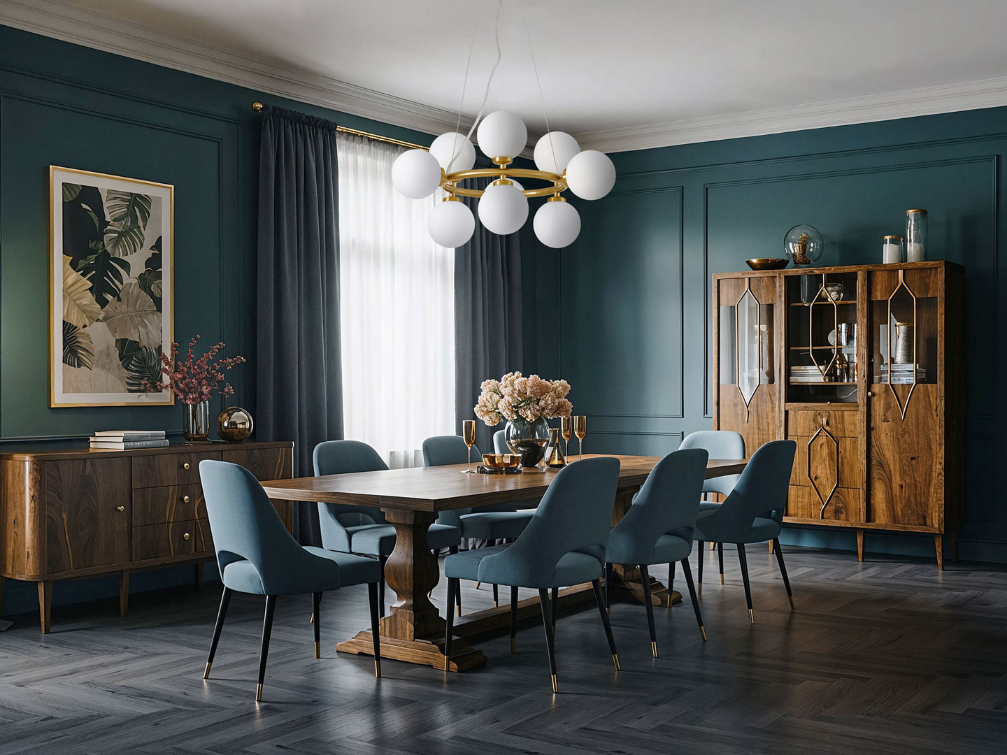 Viacbodová závesná lampa MARSIADA vo farbe mosadze, moderné biele guľové tienidlá - Lumina Deco obrázok 2