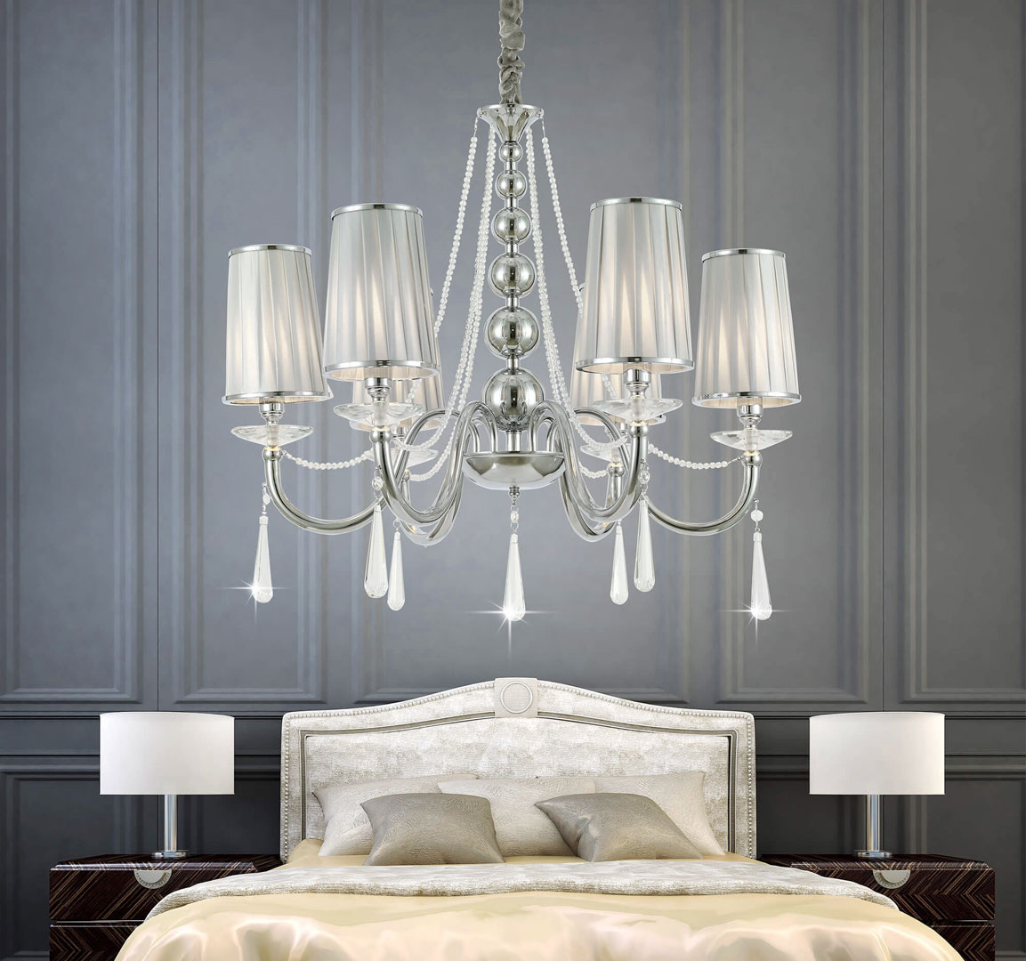 Viacbodový klasický krištáľový chrómovaný luster FABIONE W6 - Lumina Deco obrázok 2
