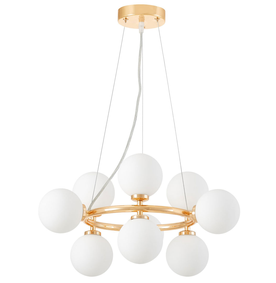 Zlaté závesné svietidlo MARSIADA, kruhové, biele tienidlá - Lumina Deco obrázok 1