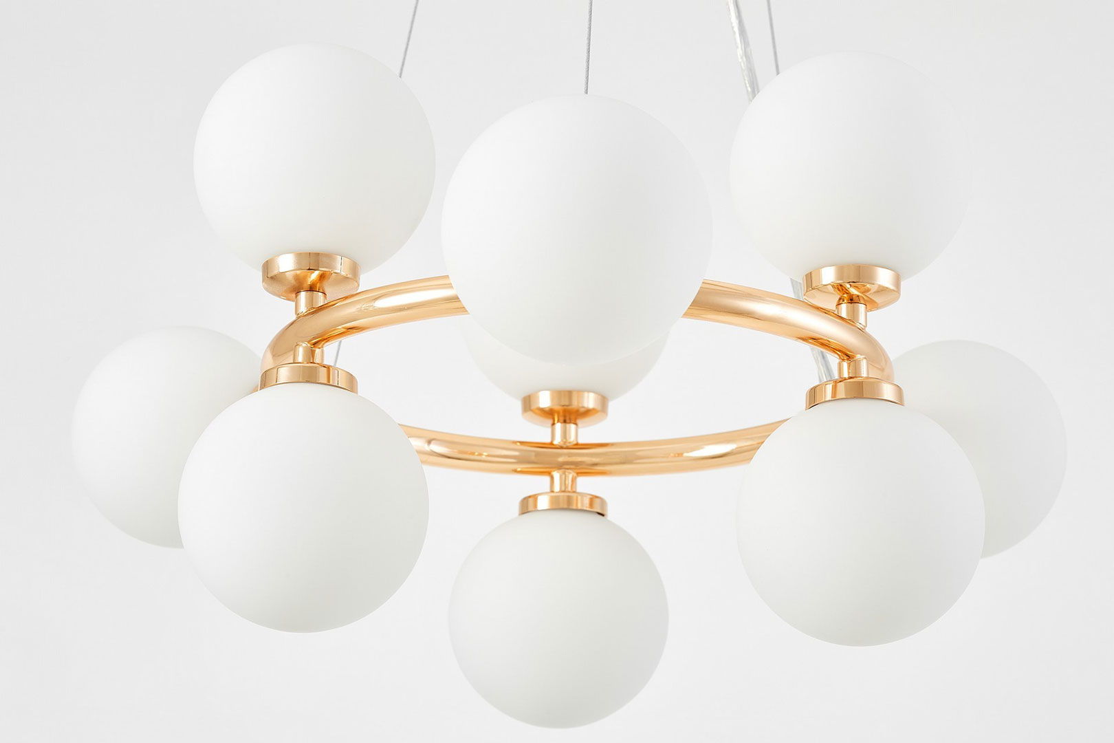Zlaté závesné svietidlo MARSIADA, kruhové, biele tienidlá - Lumina Deco obrázok 4