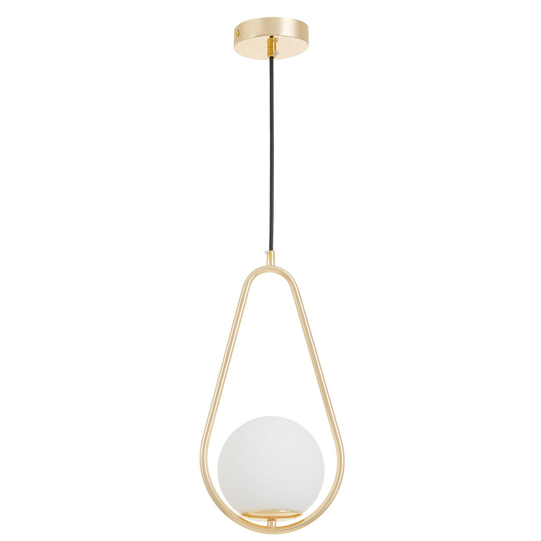 Zlatá moderná závesná lampa s okrúhlym tienidlom, kovový rám, francúzske zlato - VERO 1C - Lampit obrázok 3